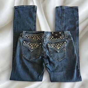 Y2K vintage Miss Me rhinestone low rise denim bootcut jeans grunge country boho